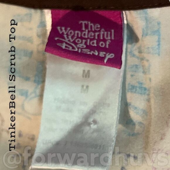 Bundle Sale 3 for $15 | Disney TinkerBell Scrub Top Size Medium - Picture 7 of 8